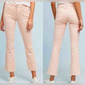 Anthropology boot cut raw hem polka dot pants Tangerine 25 S BEACH SPRING  WOMEN